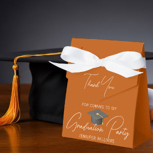 Burnt Orange White Graduation Party Thank You Favor Box