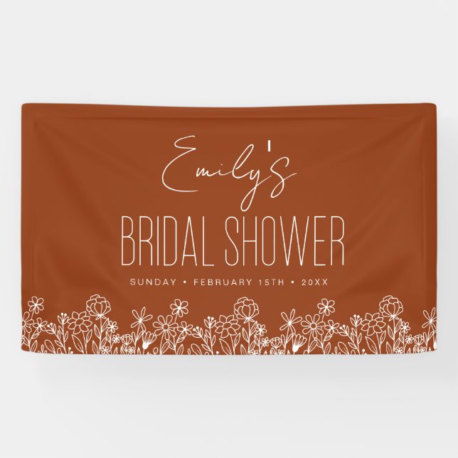 Burnt Orange Wildflower Boho Bridal Shower Banner (Horizontal)