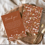 Burnt Orange Wildflower Boho Bridal Shower Thank You Card<br><div class="desc">Express your gratitude with our Wildflower Bridal Shower Thank You Card. This beautifully designed card captures the essence of nature's charm, featuring vibrant wildflowers against a warm terracotta backdrop. The delicate wildflowers symbolize the beauty and uniqueness of each moment shared during the bridal shower. The terracotta colour palette adds a...</div>