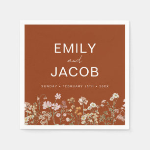 Burnt Orange Wildflower Boho Wedding In Bloom Napkin