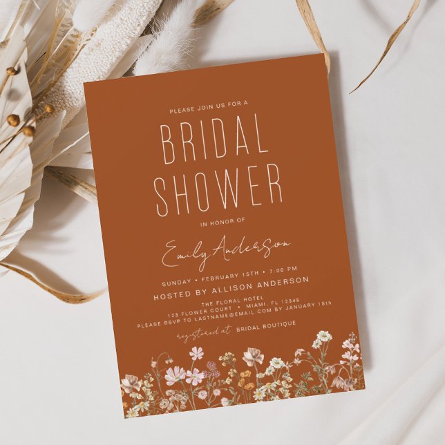 Burnt Orange Wildflower Bridal Shower Invitation (Creator Uploaded)
