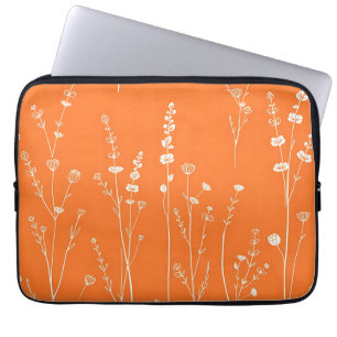 Burnt Orange Wildflower Minimal Pattern Laptop Sleeve