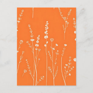 Burnt Orange Wildflower Minimal Pattern Postcard