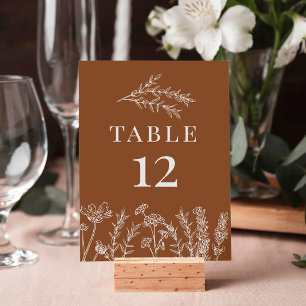 Burnt Orange Wildflower Table Card Number