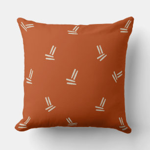 Burnt Orange with Double Lines Throw Pillow
