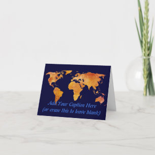 Burnt Orange World Map Card