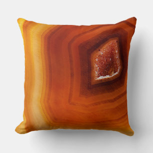 Burnt orange & yellow agate printed throw pillow
