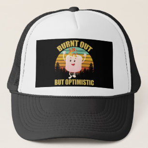 Burnt Out But Optimistic Marshmellow Camping Retro Trucker Hat