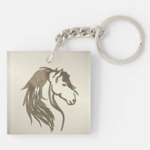 Burnt Platinum Horse Head Keychain
