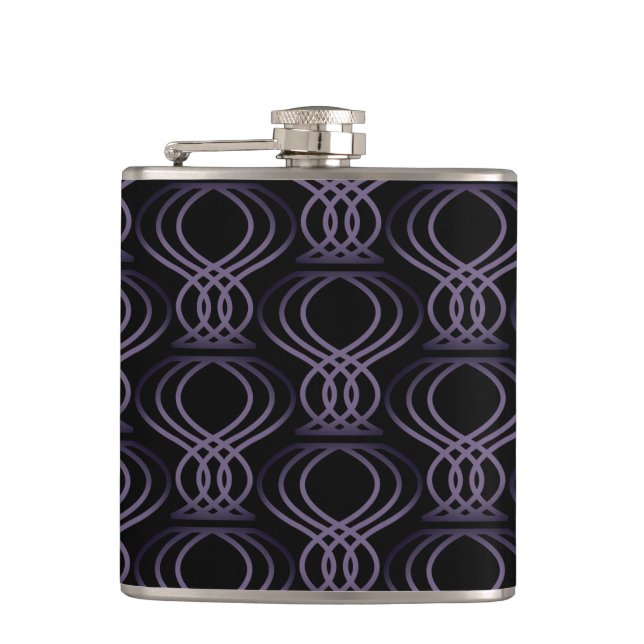 Burnt Purple and Black Finial Pattern Hip Flask (Front)
