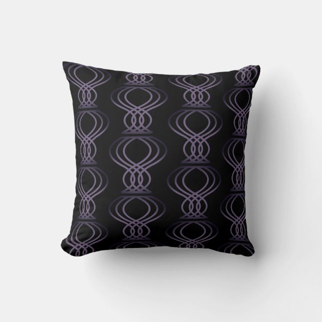 Burnt Purple and Black Finial Pattern Throw Pillow (Front)