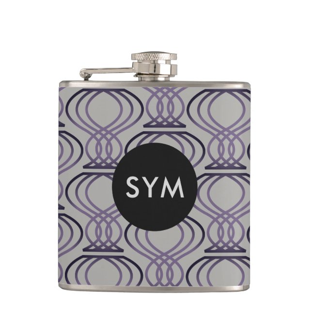 Burnt Purple and Silver Finial Pattern Hip Flask (Front)