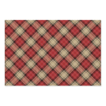 Burnt Red Beige Modern Scottish Tartan Christmas