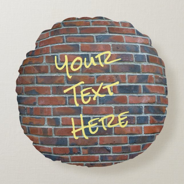 Burnt Red Brick Custom Graffiti Round Pillow (Front)