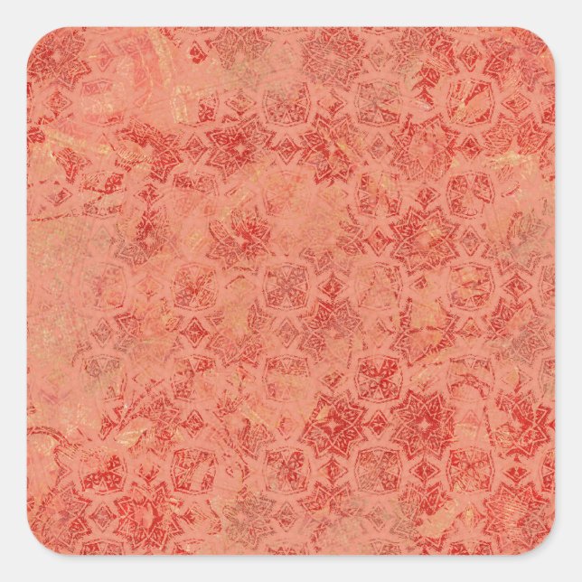 Burnt Red Orange Pattern Background Square Sticker (Front)