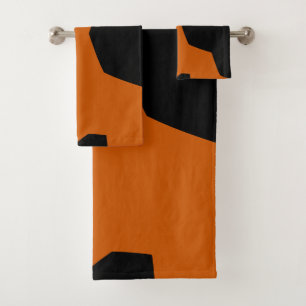Burnt Sienna and Black Geometric Bath Towel Set
