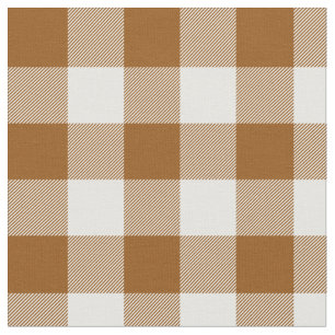 Burnt Sienna and White Gingham Plaid Fabric