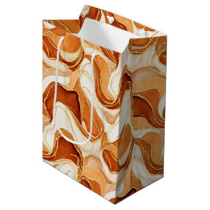 Burnt Sienna Gold Marble Abstract Fluid Medium Gift Bag