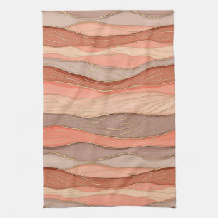 Burnt Sienna Marble with Gold Vein Accents Kitchen Towel