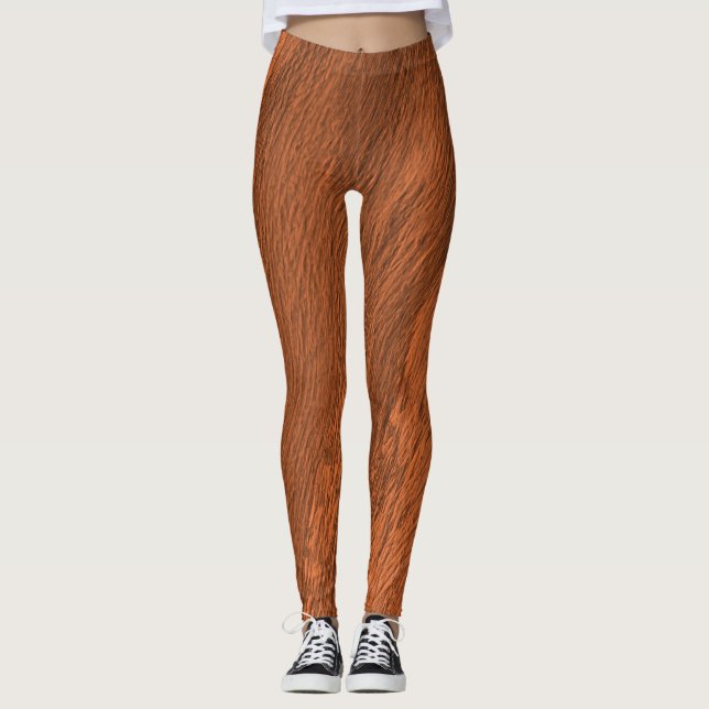 Burnt Sienna (reddish-brown) abstract pattern Leggings (Front)