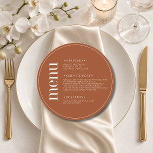 Burnt Sienna Round Welcome Wedding Dinner Menu