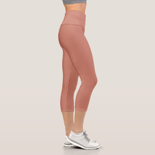Burnt sienna Solid Plain Color Capri Leggings