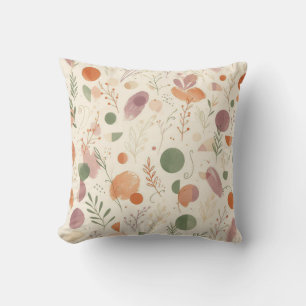 Burnt Terracotta Dusty Sage Boho Desert Fern Line  Throw Pillow