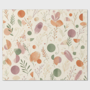 Burnt Terracotta Dusty Sage Boho Desert Fern Line Wrapping Paper