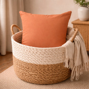 Burnt Terracotta Orange Solid Accent Throw Pillow