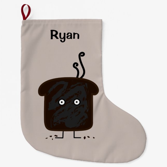 Burnt Toast smoke crumbs ashes bread Large Christmas Stocking (Front)