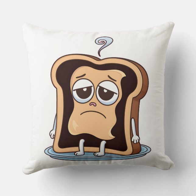 Burnt Toast with Existential Crisis Throw Pillow (Back)