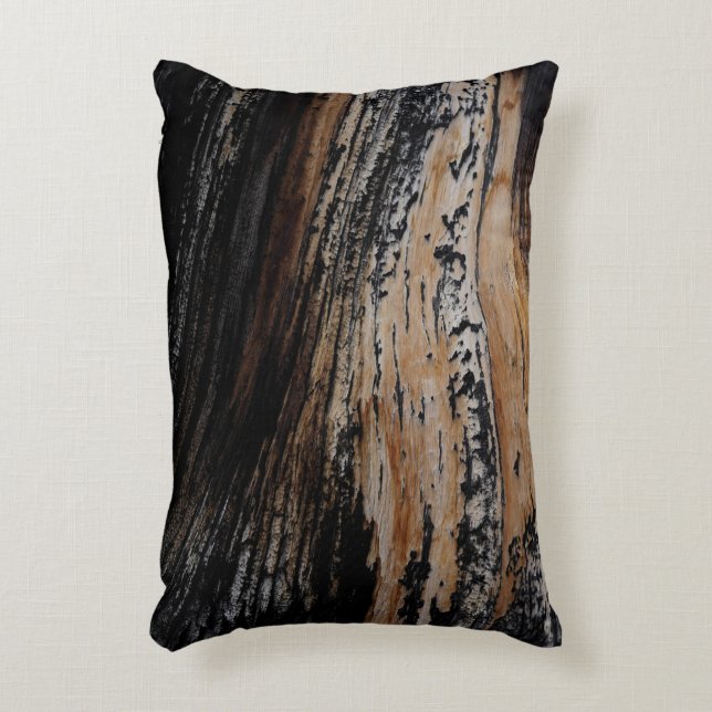 Burnt Tree Bark Texture Accent Pillow (Front(Vertical))