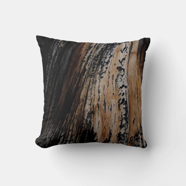 Burnt Tree Bark Texture Throw Pillow (Front)