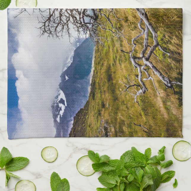 Burnt tree, Torres del Paine, Chile Kitchen Towel (Folded)
