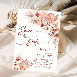 Burnt Umber Boho QR Code Photo Wedding Save The Date
