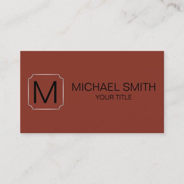 Burnt umber colour background business card (Front)