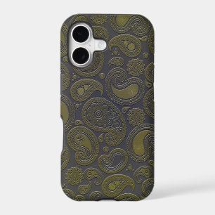 Burnt Umber Yellow Paisley motif