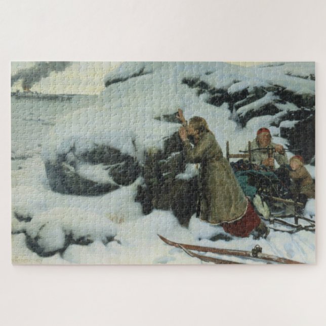 Burnt Village in Winter (by Albert Edelfelt) Jigsaw Puzzle (Horizontal)