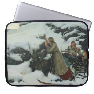 Burnt Village in Winter (by Albert Edelfelt) Laptop Sleeve