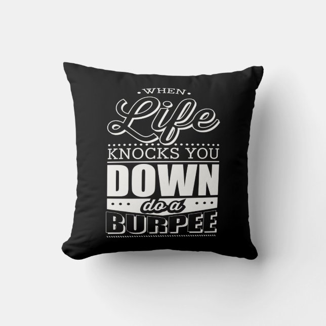 Burpees Fitness Gym Workout Inspiration Throw Pillow (Front)