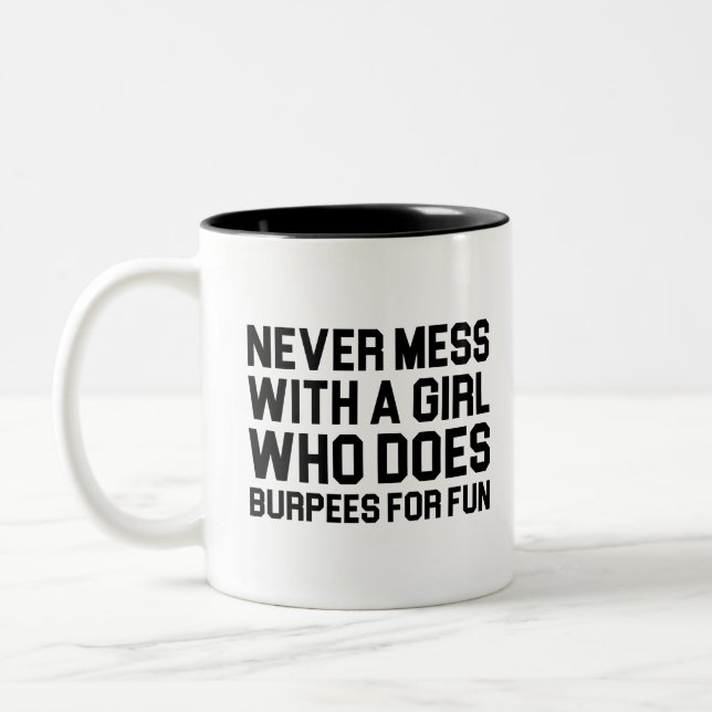 Burpees for Fun Two-Tone Coffee Mug (Left)