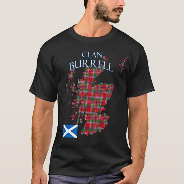 Burrell Scottish Clan Tartan Scotland T-Shirt (Front)