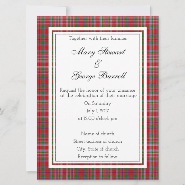 Burrell Scottish Wedding Invitation (Front)
