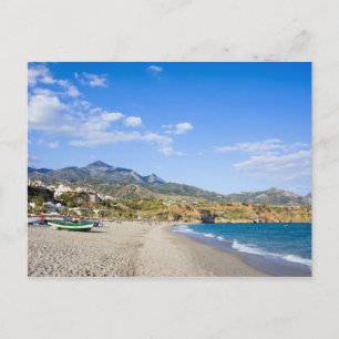 Burriana Beach at the Mediterranean Sea in Nerja Postcard