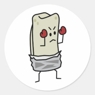 Burrito Boxer Fighter with Red Boxing Gloves Classic Round Sticker