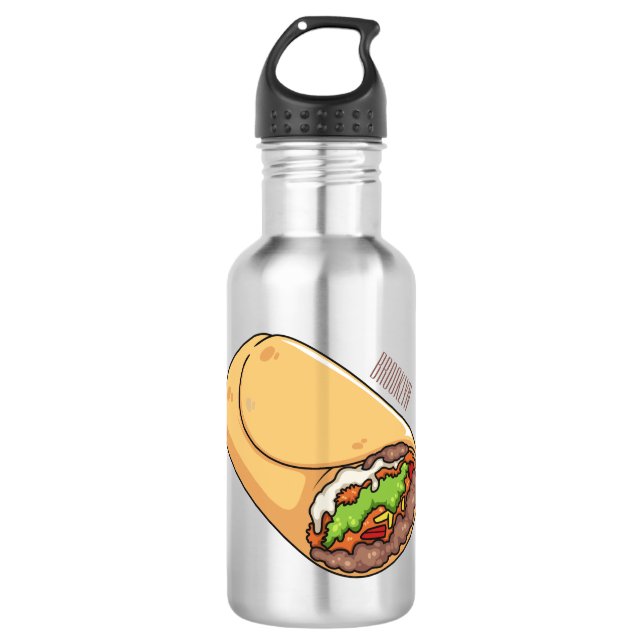 Burrito cartoon illustration  532 ml water bottle (Front)