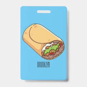Burrito cartoon illustration badge