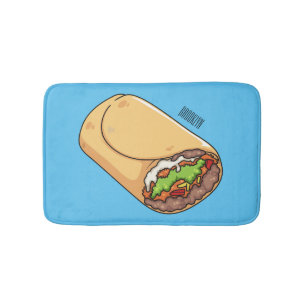 Burrito cartoon illustration  bath mat