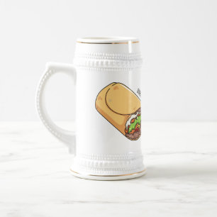 Burrito cartoon illustration  beer stein