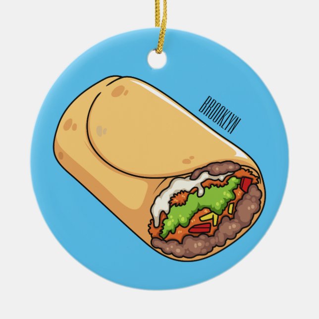 Burrito cartoon illustration  ceramic ornament (Front)